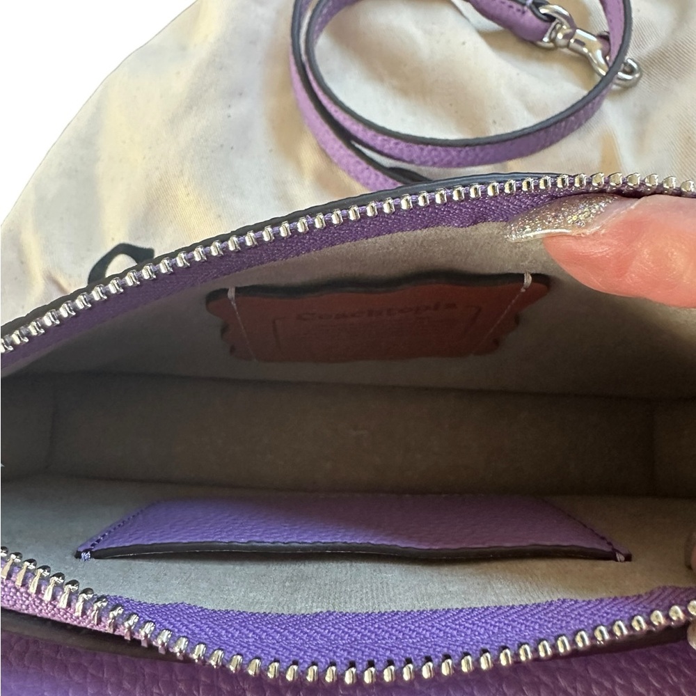Coachtopia Purple and Orange Wavy Dinky Double Pouch Bag Iris/Sun Orange NWT - Picture 6 of 12